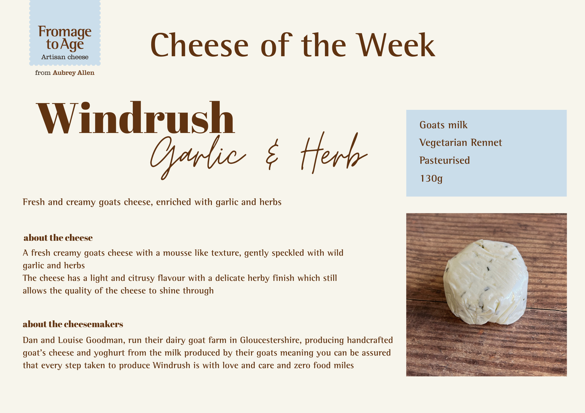 Cheese of the Week – Windrush Garlic & Herb
