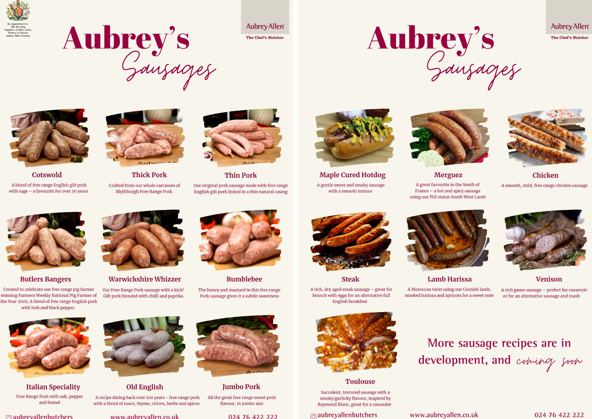 Aubrey Allen Free Range Gluten Free Sausage Range
