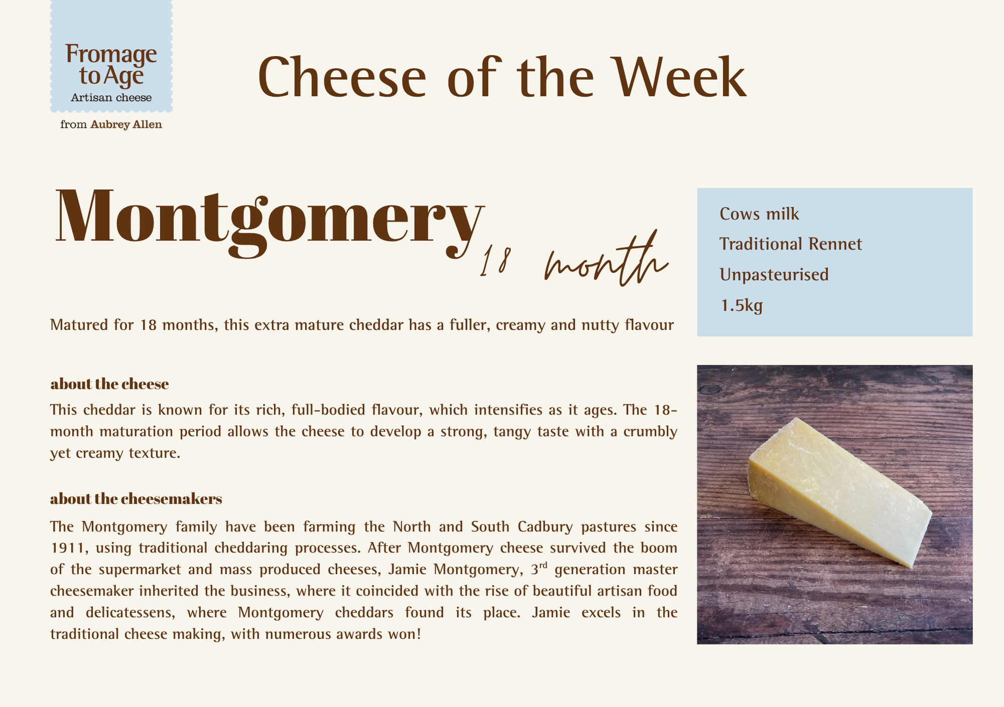 Aubrey Allen Cheese of the Week – Montgomery 18 month