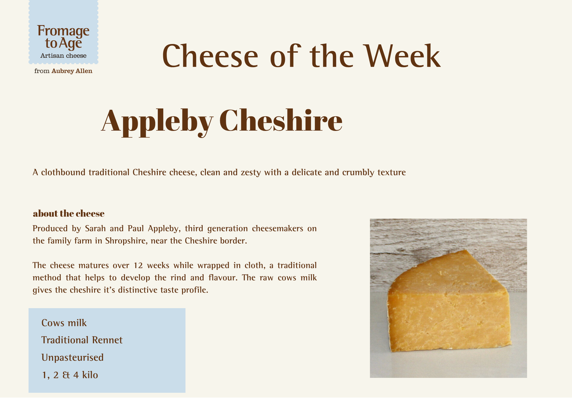 Aubrey Allen Cheese of the Week – Appleby Cheshire