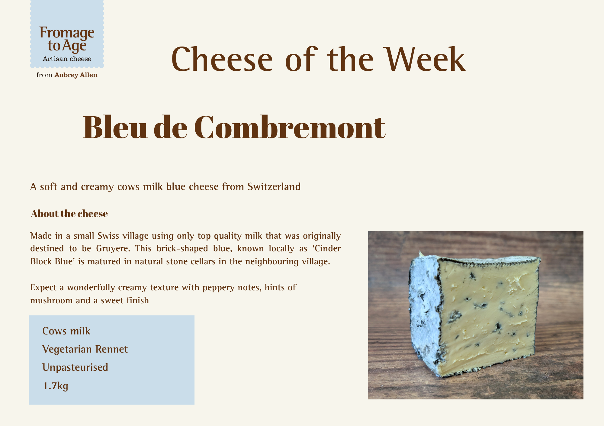 Aubrey Allen Cheese of the Week – Bleu de Combremont