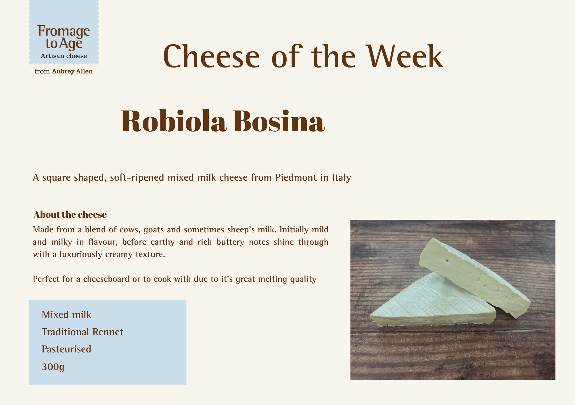 Aubrey Allen Cheese of the Week – Robiola Bosina